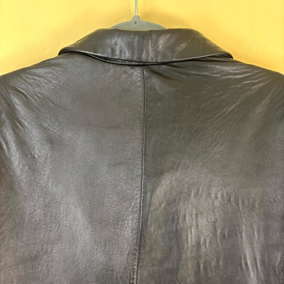 Kenneth Cole Black “70’s” 3 Button Double Vent Classic Leather Blazer Size (L) - Picture 9 of 16